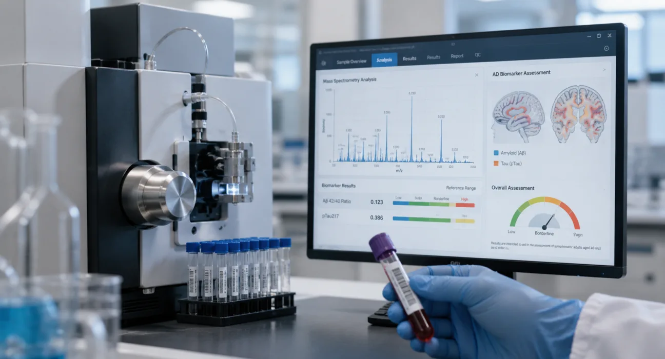 C2N Diagnostics’ FDA-cleared PrecivityAD2 blood test combines amyloid and tau biomarker measurements using mass spectrometry to aid Alzheimer’s disease assessment in symptomatic adults aged 40 and older. Representative image.