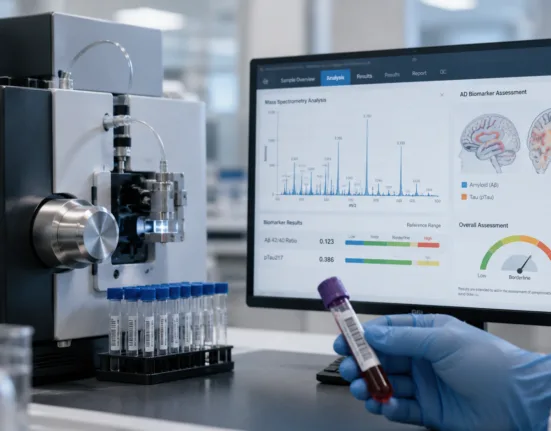 C2N Diagnostics’ FDA-cleared PrecivityAD2 blood test combines amyloid and tau biomarker measurements using mass spectrometry to aid Alzheimer’s disease assessment in symptomatic adults aged 40 and older. Representative image.