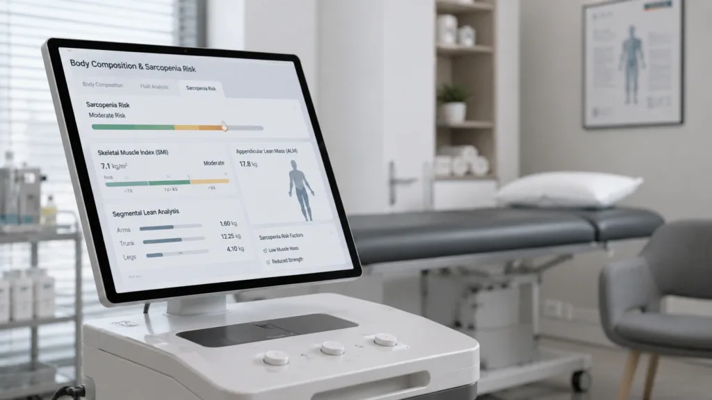 ImpediMed’s FDA-cleared SOZO platform now adds sarcopenia risk assessment to its existing fluid and body-composition capabilities, potentially expanding clinical monitoring of muscle loss and related health risks. Representative image.
