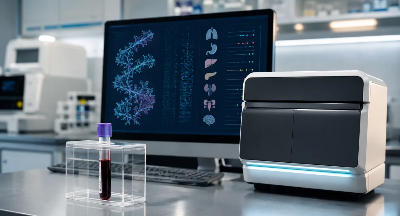 A laboratory blood sample illustrates GRAIL’s Galleri multi-cancer early detection test ahead of an FDA advisory panel review following mixed NHS-Galleri trial results. Representative image.