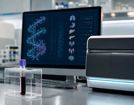 A laboratory blood sample illustrates GRAIL’s Galleri multi-cancer early detection test ahead of an FDA advisory panel review following mixed NHS-Galleri trial results. Representative image.