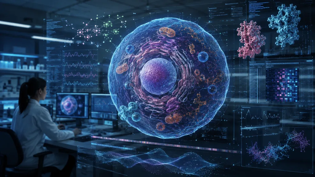 GenBio AI’s human cell world model aims to bring genomics, proteins, cellular morphology and AI-driven simulation into a single virtual biology framework, potentially helping researchers test drug and genetic interventions before moving promising hypotheses into the wet lab. Representative image.