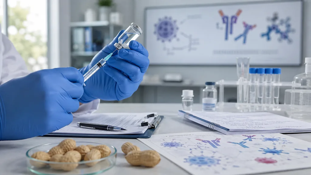 A representative image illustrating Aravax’s PVX108 peanut allergy immunotherapy research as the investigational treatment gains FDA Fast Track designation ahead of its expected Phase 2 clinical trial results.