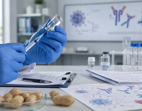 A representative image illustrating Aravax’s PVX108 peanut allergy immunotherapy research as the investigational treatment gains FDA Fast Track designation ahead of its expected Phase 2 clinical trial results.