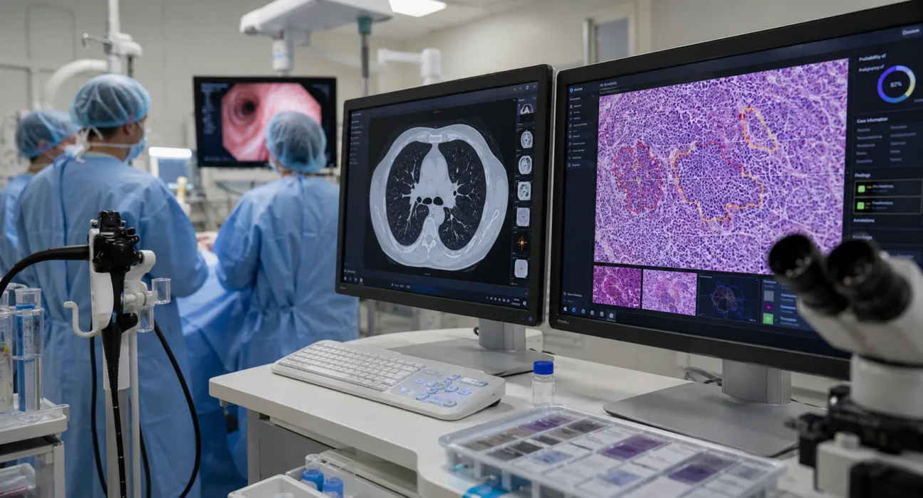 Invenio Imaging’s NIO Lung Cancer Reveal is being evaluated in the 1,006-patient ON-SITE study for rapid artificial intelligence-assisted analysis of lung biopsy specimens during bronchoscopy. Representative image.
