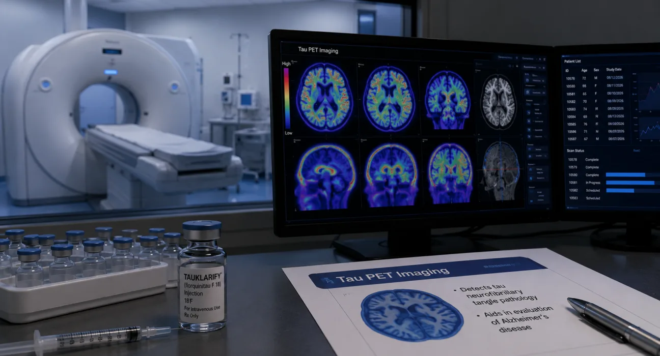 Lantheus has secured U.S. Food and Drug Administration approval for Tauklarify, a fluorine-18 tau PET imaging agent designed to help identify tau neurofibrillary tangle pathology in adults being evaluated for Alzheimer’s disease. Representative image.