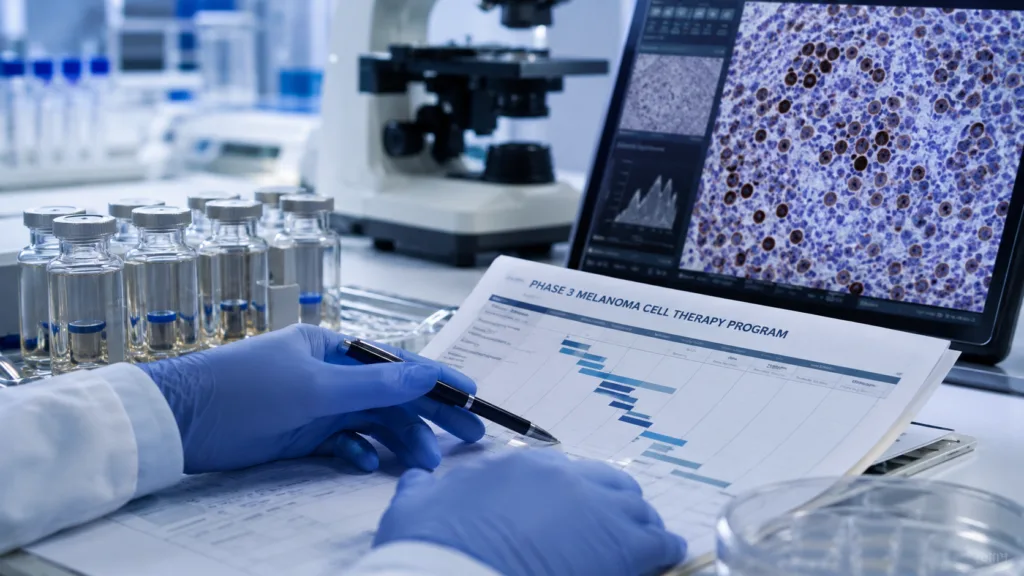 A representative image illustrating Immatics’ anzu-cel melanoma program as the company revises the SUPRAME Phase 3 statistical plan and targets a definitive progression-free survival readout in the first half of 2027.