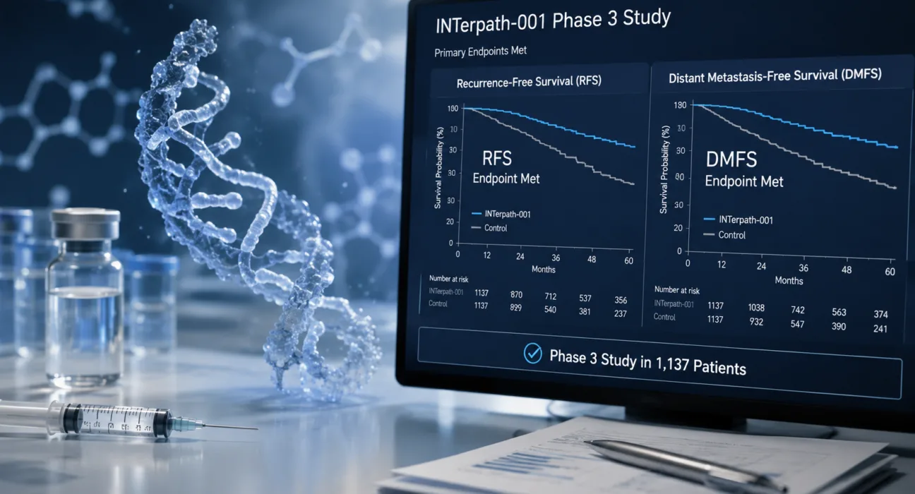INTerpath-001 met recurrence-free survival and distant metastasis-free survival endpoints in 1,137 patients, delivering the first positive Phase 3 readout for an individualized mRNA cancer therapy and strengthening the case for personalized oncology approaches. Representative image.