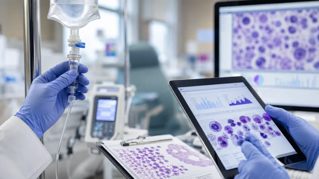 A representative image illustrating Johnson & Johnson’s TECVAYLI plus daratumumab multiple myeloma combination as European approval follows Phase 3 data showing an 83.4% reduction in the risk of disease progression or death.
