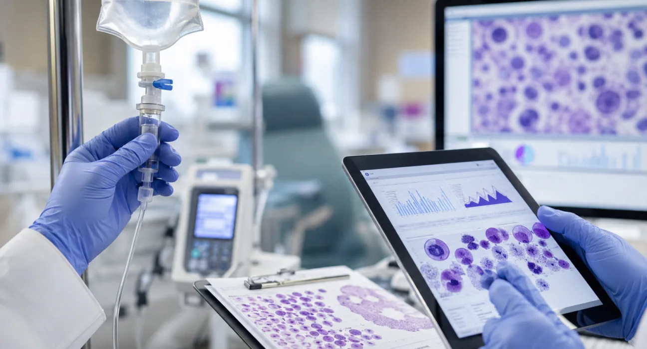A representative image illustrating Johnson & Johnson’s TECVAYLI plus daratumumab multiple myeloma combination as European approval follows Phase 3 data showing an 83.4% reduction in the risk of disease progression or death.