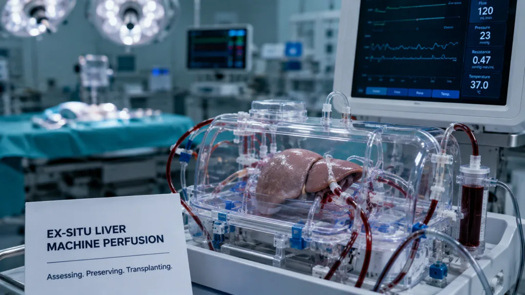 NICE support for routine NHS access to ex-situ liver machine perfusion could reduce funding variation while expanding use of technology designed to assess and preserve donor livers before transplantation. Representative image.