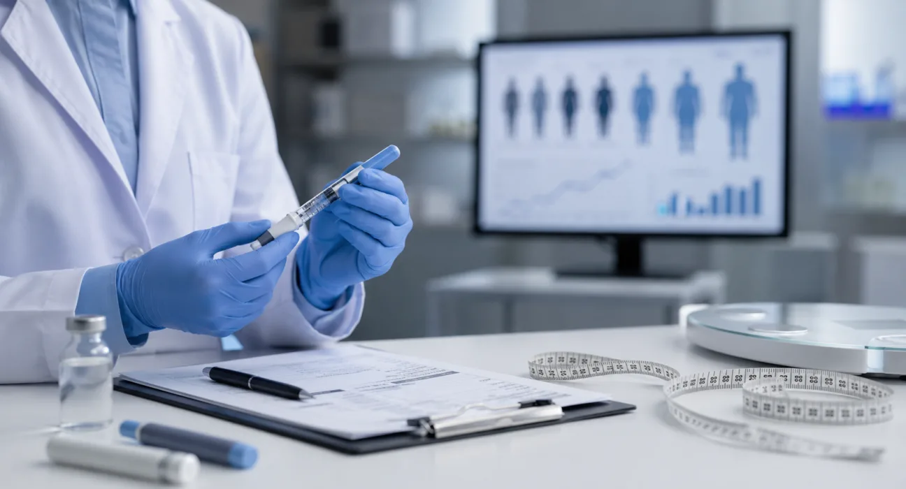 A representative image illustrating Rhythm Pharmaceuticals’ weekly RM-718 obesity treatment research after preliminary Phase 2 data showed an 11.6% mean BMI reduction in patients with acquired hypothalamic obesity.
