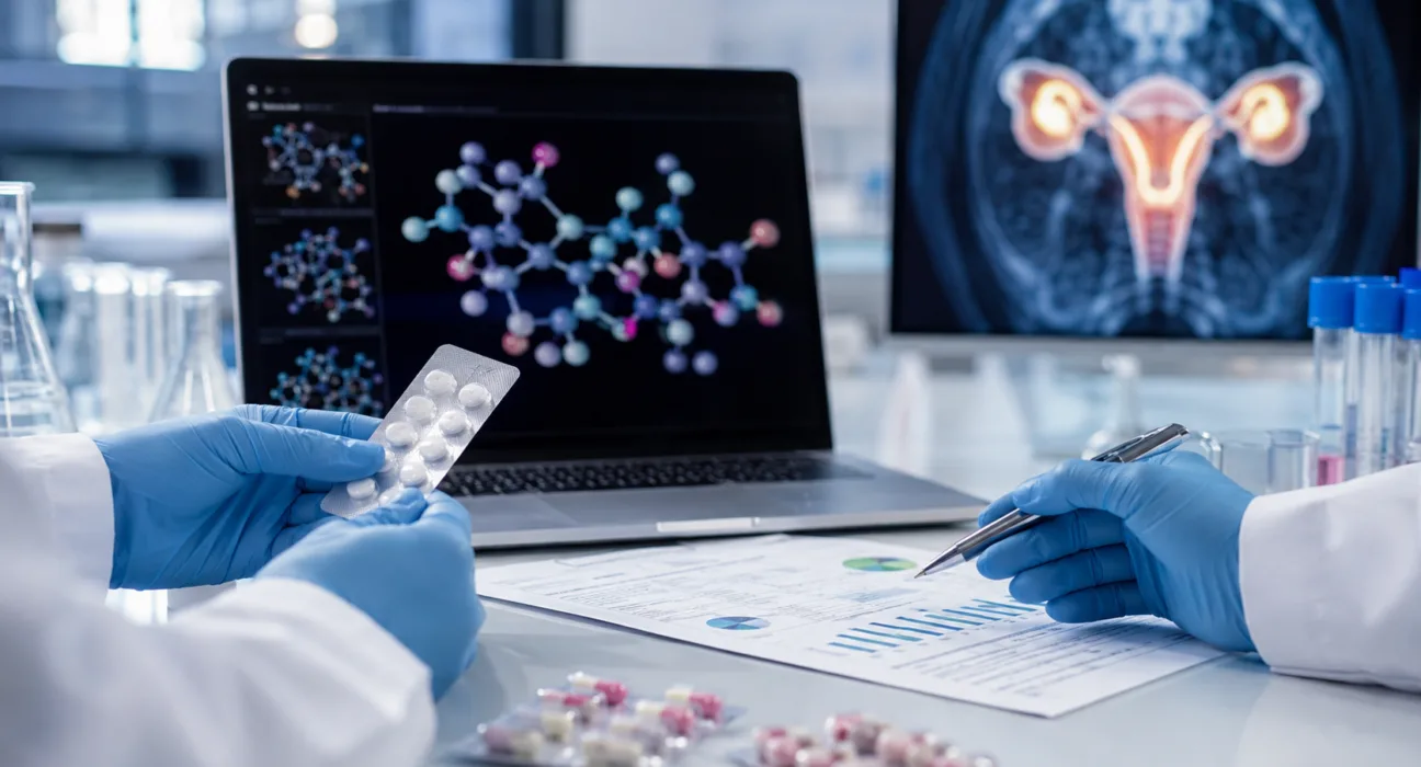 A representative image illustrating PMV Pharmaceuticals’ rezatapopt ovarian cancer program as registrational Phase 2 enrollment completes and the company targets a first-quarter 2027 accelerated approval filing for TP53 Y220C-mutant disease.