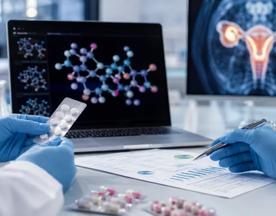 A representative image illustrating PMV Pharmaceuticals’ rezatapopt ovarian cancer program as registrational Phase 2 enrollment completes and the company targets a first-quarter 2027 accelerated approval filing for TP53 Y220C-mutant disease.