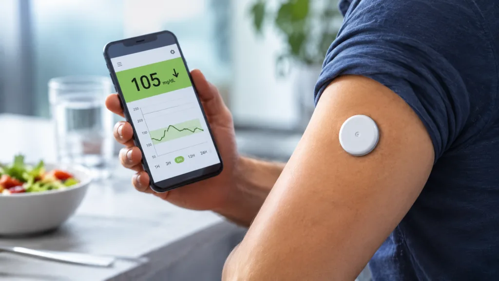 FDA-cleared over-the-counter continuous glucose sensors are expanding glucose monitoring beyond insulin users, but evidence for meaningful weight loss or broad metabolic benefits in people without diabetes remains limited. Representative image.