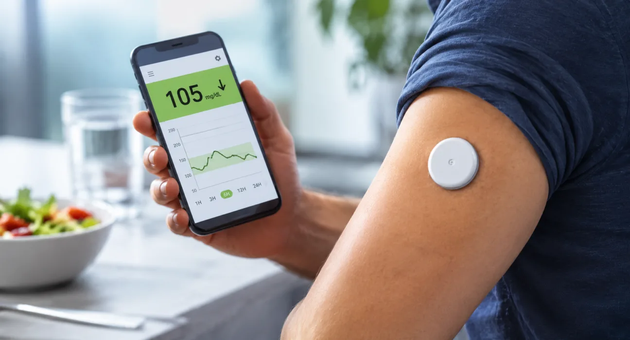 FDA-cleared over-the-counter continuous glucose sensors are expanding glucose monitoring beyond insulin users, but evidence for meaningful weight loss or broad metabolic benefits in people without diabetes remains limited. Representative image.