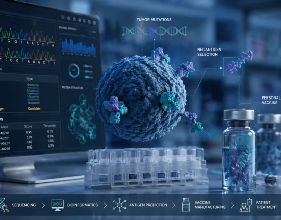 Personalized neoantigen vaccines use tumor sequencing and computational prediction to identify patient-specific mutations, turning each cancer’s molecular fingerprint into a custom immunotherapy while putting speed, manufacturing and treatment-window logistics at the center of the challenge. Representative image.