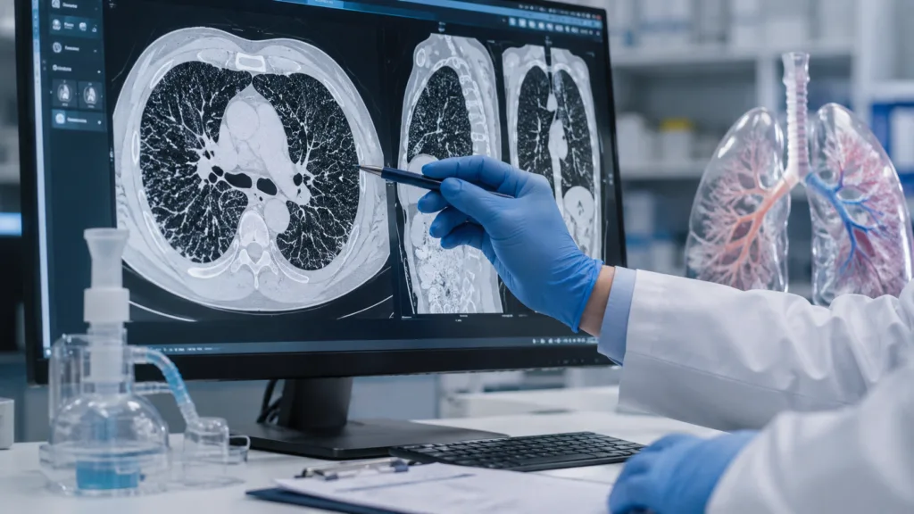 A representative image illustrating Rein Therapeutics’ LTI-03 idiopathic pulmonary fibrosis program as the FDA grants Fast Track designation and the inhaled therapy advances toward closely watched Phase 2 RENEW data in the second half of 2026.