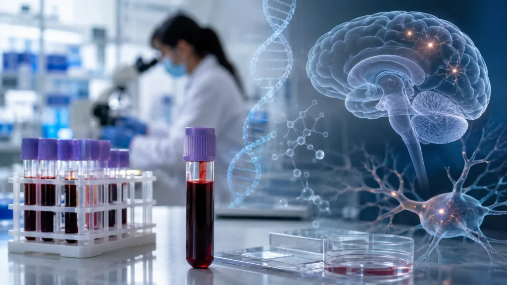 Renew Biotechnologies’ NeuroLens research is advancing blood-based cfDNA biomarkers designed to detect neuron-associated signals linked to Alzheimer’s disease, Parkinson’s disease and amyotrophic lateral sclerosis, highlighting the growing potential of liquid biopsy approaches in neurodegeneration research. Representative image.