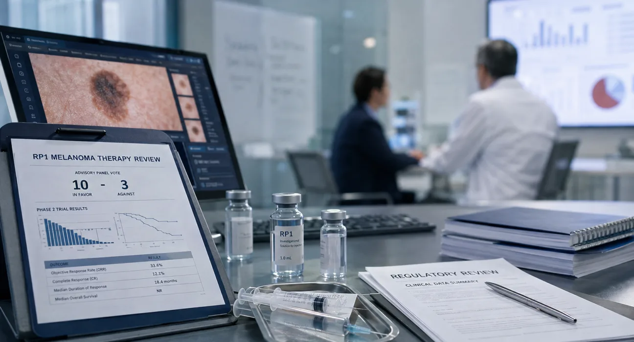 Replimune Group’s RP1 melanoma therapy remains under FDA review after advisers backed the treatment in a 10-3 vote, keeping focus on whether IGNYTE trial data can support approval. Representative image.