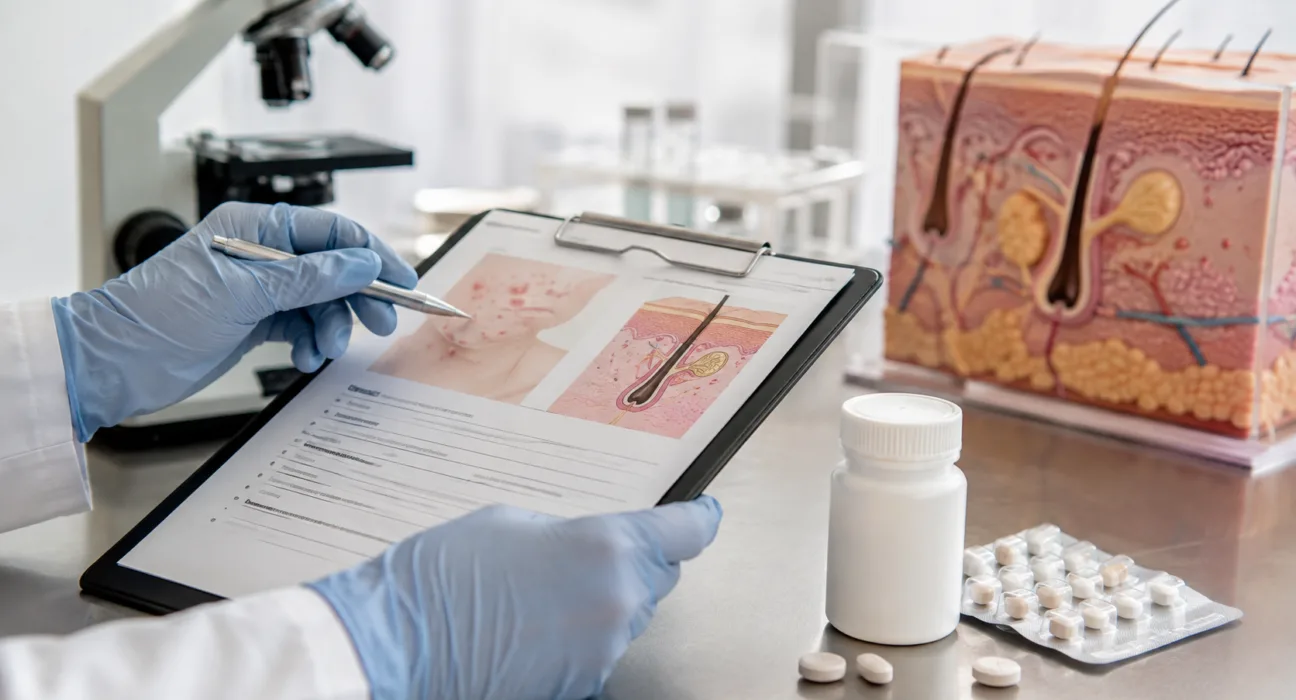 A representative image illustrating Sagimet Biosciences’ denifanstat research as the FDA clears an approximately 800-patient Phase 3 trial of the once-daily oral FASN inhibitor in moderate-to-severe acne.