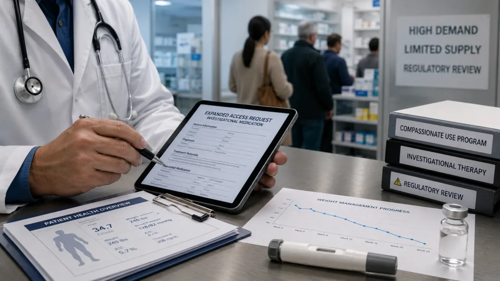 Eli Lilly and Company’s retatrutide expanded-access programme offers a narrow legal pathway for select patients with severe, treatment-resistant obesity, even as demand surges for unapproved versions sold online. Representative image.