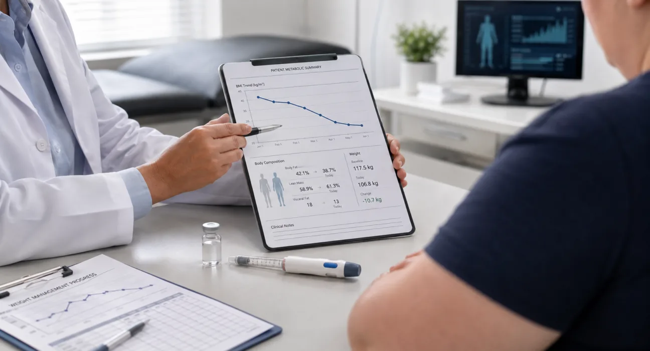 Rhythm Pharmaceuticals’ RM-718 showed an 11.6% mean BMI reduction after 16 weeks in preliminary acquired hypothalamic obesity data, supporting further study of the once-weekly injection against daily setmelanotide. Representative image.