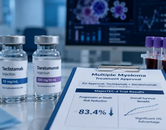 European approval of teclistamab plus daratumumab follows MajesTEC-3 results showing an 83.4% reduction in the risk of progression or death and a significant overall-survival advantage versus established multiple myeloma regimens. Representative image.