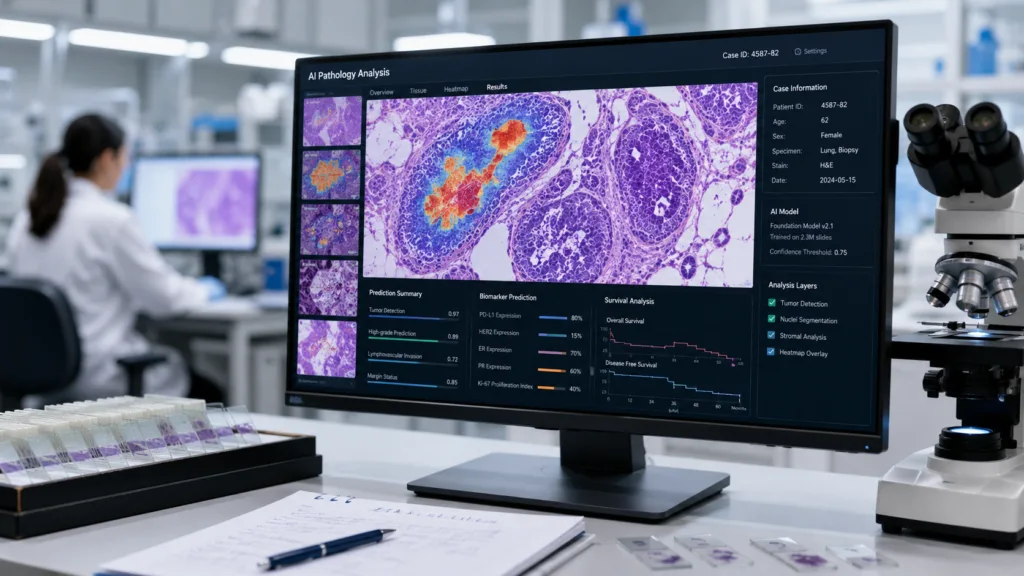 Tempus AI’s PRISM2 pathology foundation model showed strong retrospective performance across cancer detection, biomarker prediction and survival analysis, strengthening interest in general-purpose artificial intelligence for digital pathology. Representative image.