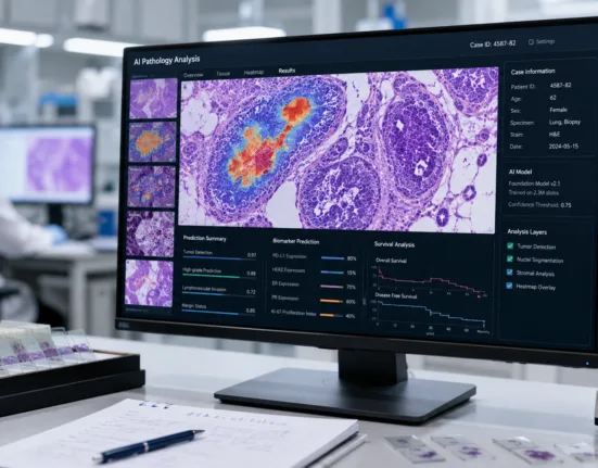 Tempus AI’s PRISM2 pathology foundation model showed strong retrospective performance across cancer detection, biomarker prediction and survival analysis, strengthening interest in general-purpose artificial intelligence for digital pathology. Representative image.