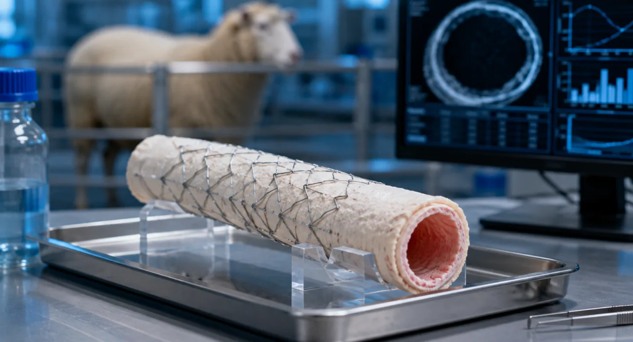 A Nature Communications study found Vascudyne’s externally supported bioengineered vessel remained patent for up to 550 days in sheep, including about a year without anticoagulation, supporting further evaluation of its long-term vascular graft potential. Representative image.