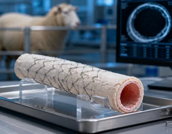 A Nature Communications study found Vascudyne’s externally supported bioengineered vessel remained patent for up to 550 days in sheep, including about a year without anticoagulation, supporting further evaluation of its long-term vascular graft potential. Representative image.