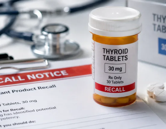 Vitruvias Therapeutics is recalling one nationwide lot of 30 mg Thyroid Tablets after testing identified potential superpotency, underscoring the narrow dosing margins and safety considerations associated with thyroid hormone replacement therapy. Representative image.
