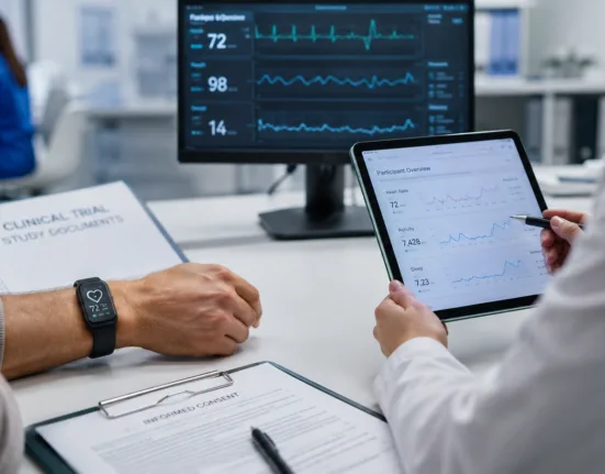 Wearable devices are becoming clinical-trial tools for measuring digital endpoints such as heart rate, activity and sleep, but regulatory acceptance will depend on proving that these measurements are accurate, clinically meaningful and reliable across diverse patient populations. Representative image.