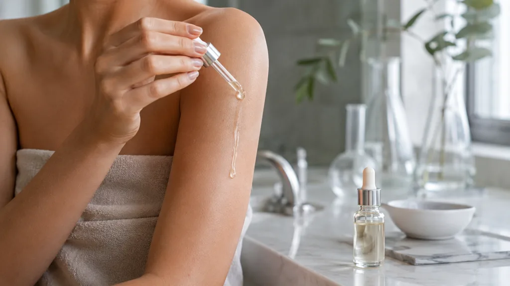 plated Skin Science’s new BODY Serum brings platelet-derived exosome skincare beyond the face, targeting signs of aging, texture and hydration across the body. Representative image.