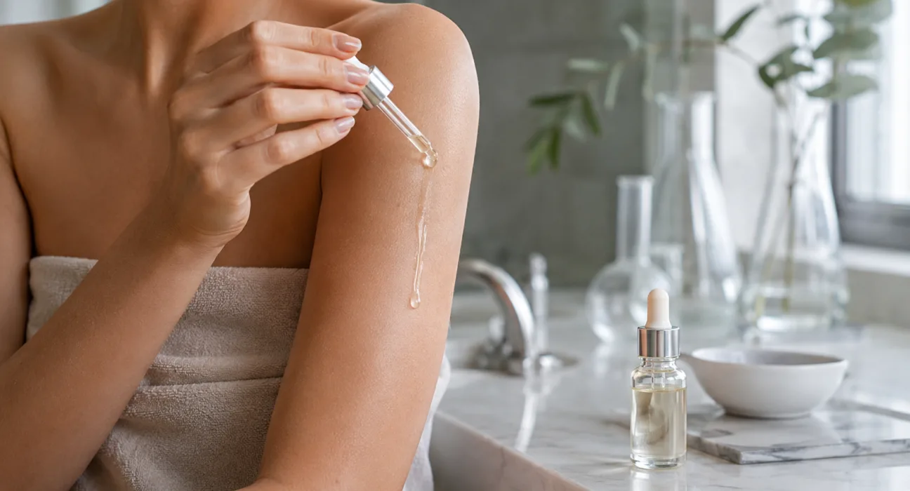 plated Skin Science’s new BODY Serum brings platelet-derived exosome skincare beyond the face, targeting signs of aging, texture and hydration across the body. Representative image.