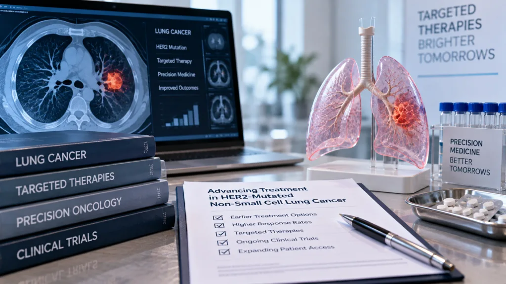 Targeted therapy for HER2-mutated non-small cell lung cancer enters a new phase as the US Food and Drug Administration expands HYRNUO’s indication, intensifying competition in precision oncology while confirmatory clinical trials continue. Representative image.