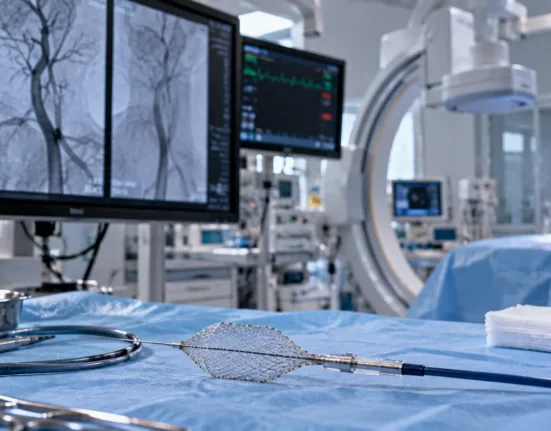 Emboline’s FDA-cleared Emboliner system provides cerebral and systemic embolic protection during TAVR and captured substantially more debris than Sentinel in randomized testing. Representative image.
