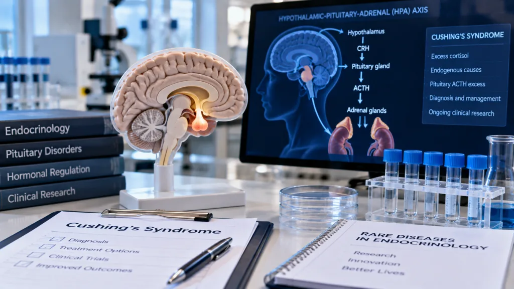 Endogenous Cushing’s syndrome research advances as the US Food and Drug Administration grants orphan drug designation to Lundbeck’s asedebart, supporting development of a novel ACTH-neutralising therapy for patients with rare endocrine disorders. Representative image.