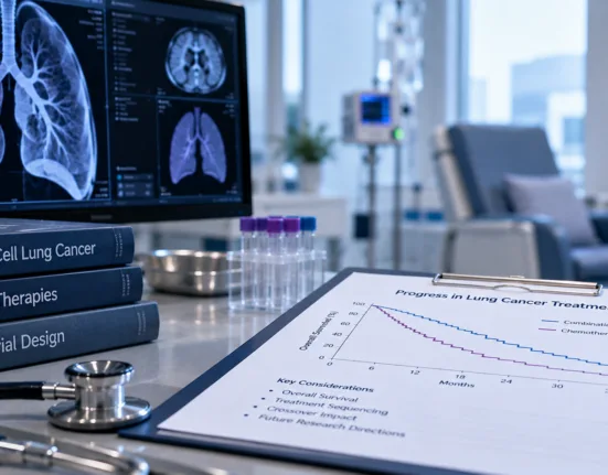 Johnson & Johnson’s PAPILLON trial reported 34.3-month median survival with first-line RYBREVANT plus chemotherapy, while extensive treatment crossover complicated the final overall-survival analysis. Representative image.