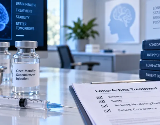 Teva Pharmaceutical Industries’ once-monthly TEV-’749 could make long-acting olanzapine more practical if FDA review supports use without the three-hour post-injection monitoring required for existing olanzapine depot therapy. Representative image.