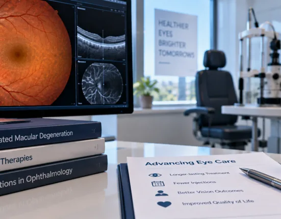 Roche’s Susvimo uses the refillable Contivue eye implant to continuously deliver ranibizumab and reduce treatment frequency for wet age-related macular degeneration. Representative image.