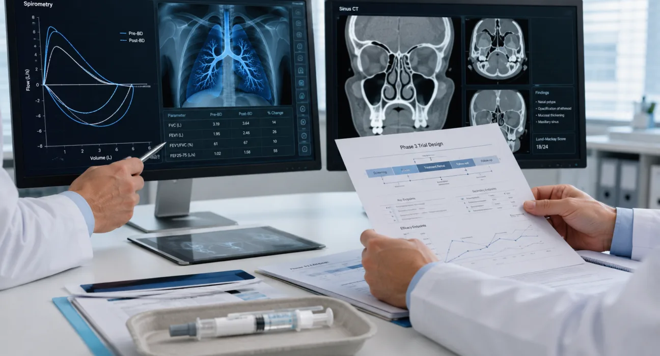 Representative image: Upstream Bio advances verekitug into Phase 3 trials for severe asthma and chronic rhinosinusitis with nasal polyps after FDA alignment.