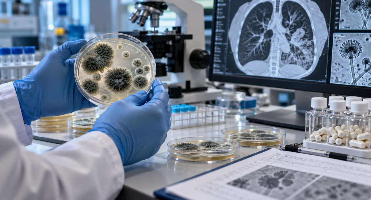 Representative image of invasive aspergillosis research as F2G and Shionogi report positive Phase 3 olorofim results, highlighting its potential as a new oral antifungal treatment.
