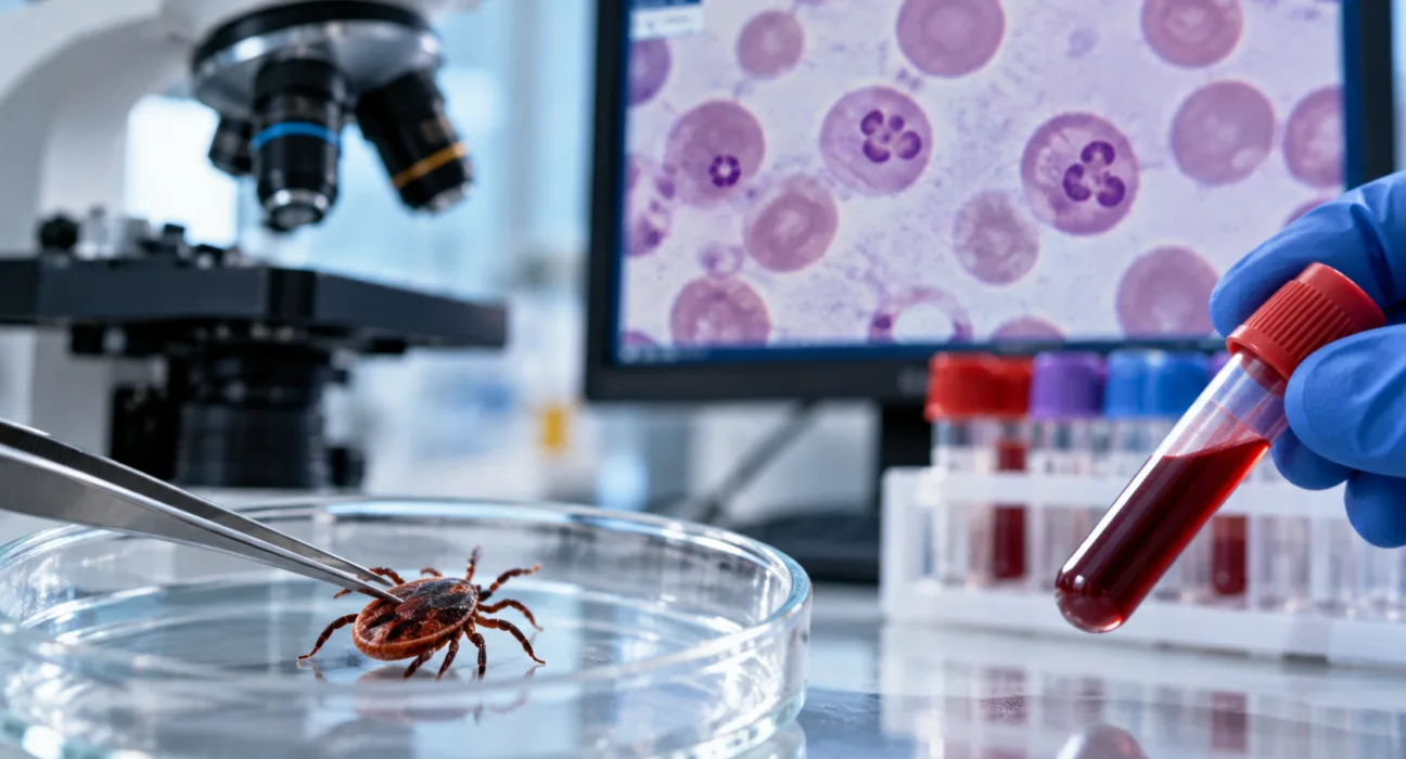 Representative image of babesiosis research and tick-borne infection testing as 60 Degrees Pharmaceuticals reports promising parasite clearance results in patients with relapsing babesiosis treated with tafenoquine-based combination therapy.