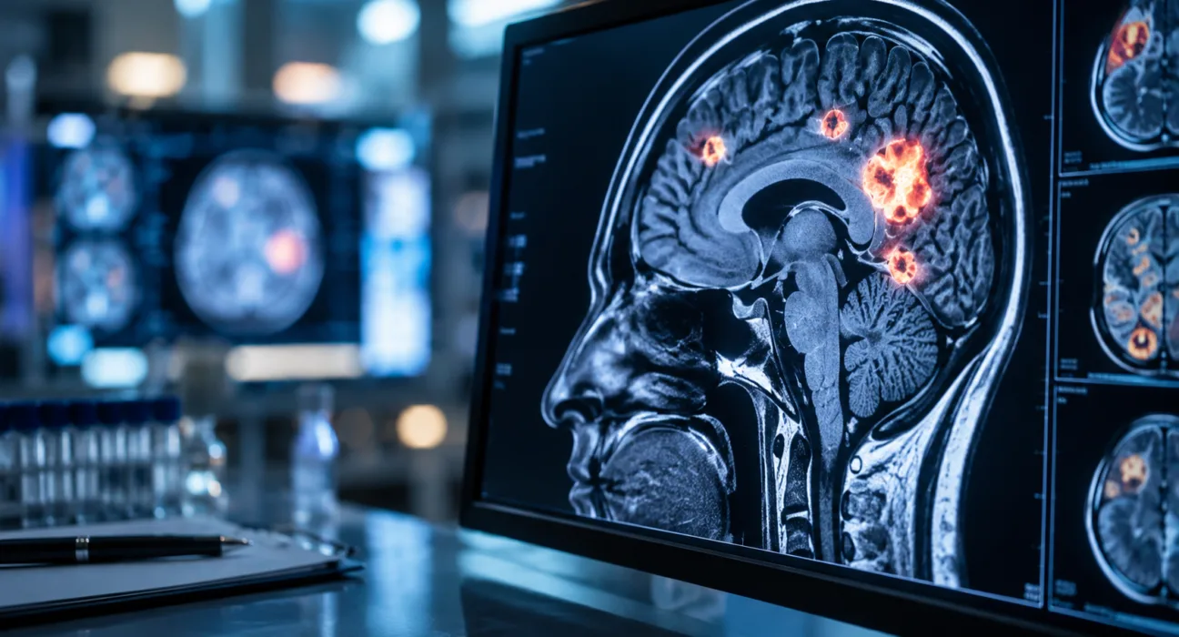 Representative image illustrating brain cancer research and targeted radiotherapy as Cerenome prepares to unveil new REYOBIQ clinical trial data evaluating multidose treatment for leptomeningeal metastases, a challenging complication of advanced cancer.