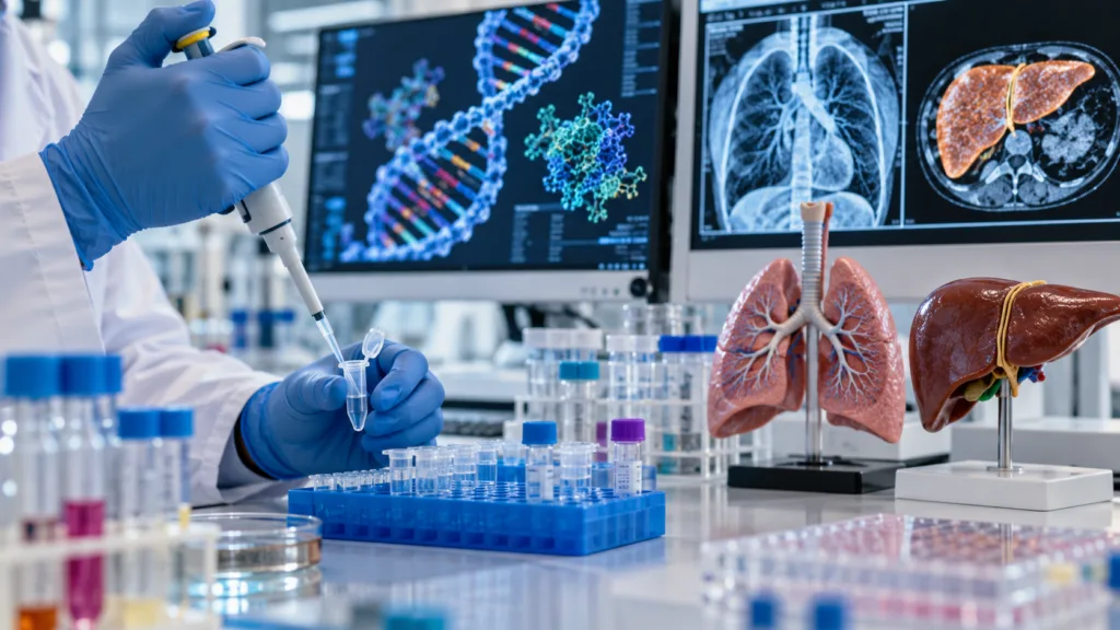 Representative image of gene-editing research targeting inherited lung and liver disease as Serapha Bio’s SERP-01 restores protective alpha-1 antitrypsin protein levels in early clinical testing, showing promise for a one-time treatment.