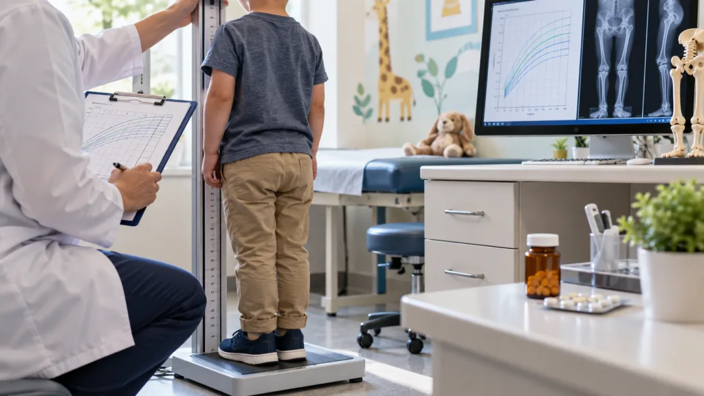 Representative image: Pediatric growth monitoring illustrates BridgeBio Pharma’s oral infigratinib FDA Priority Review for children with achondroplasia after positive Phase 3 results.