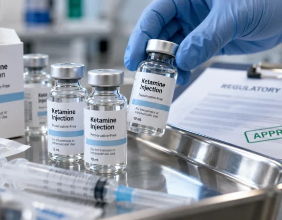 Representative image illustrating preservative-free ketamine injection as NRx Pharmaceuticals secures FDA approval, marking a key milestone in addressing US drug shortages and expanding domestic pharmaceutical manufacturing.